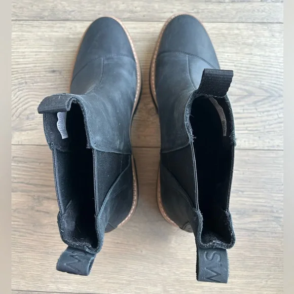 TOMS Black Leather Chelsea Ankle Boots - Picture 7 of 9